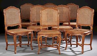 Set of Eight French Carved Cherry Louis XV Style D
