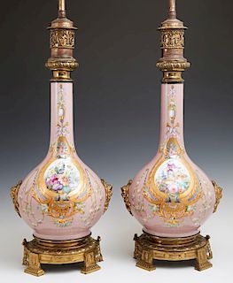 Pair of French Ormolu Mounted Old Paris Porcelain