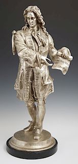 Silvered Bronze "Gentleman in 18th c. Costume," 20