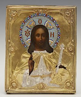 Russian Icon of Christ Pantocrator, 1856, Moscow,