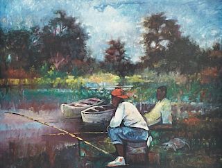 William Tolliver (1951-2000), "Catching Fish," 20t
