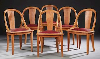 Set of Six French Carved Beech Bowfront Gondola Ch