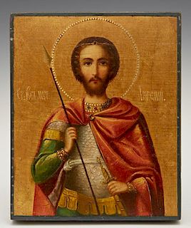 Russian Icon of St. Alexander, early 20th c., enam