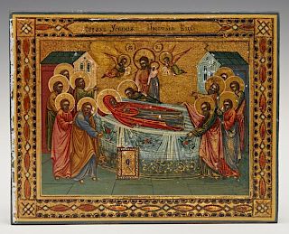 Russian Icon of the Dormition of The Virgin, 19th