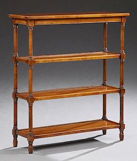 English Style Carved Cherry Four Tier Bookshelf, 2