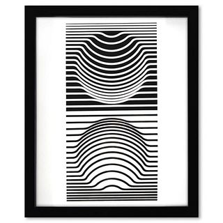 Victor Vasarely (1908-1997), "Sir -Ris de la serie Ondulatoires" Framed 1973 Heliogravure Print with Letter of Authenticity
