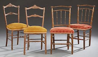 Group of Four French Carved Walnut Side Chairs, 19