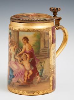 Royal Vienna Style Hand Painted Covered Stein, 19t