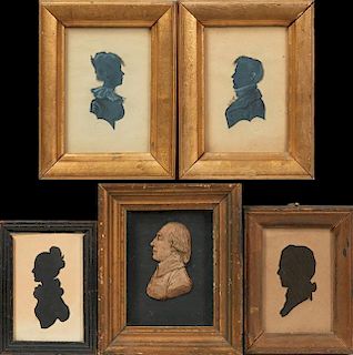 Group of Five Miniature Portraits, 19th c., consis