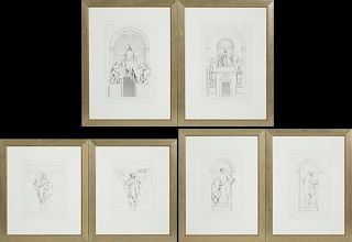 Group of Six Black and White Prints of Vatican Sta