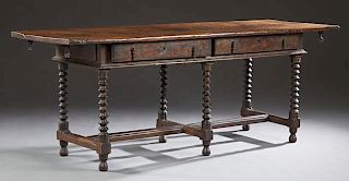 Spanish Style Carved Oak Farmhouse Table, c. 1800,