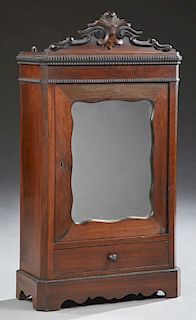 French Carved Mahogany Wall Cabinet, 19th c., in t