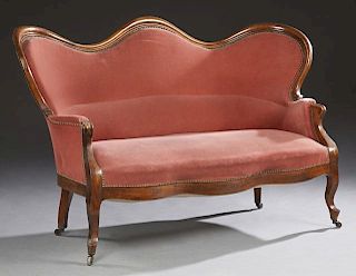 French Louis Philippe Style Carved Walnut Settee,