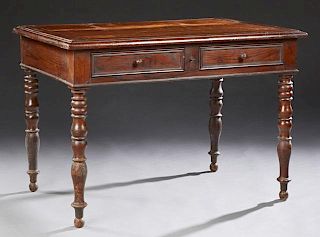 French Carved Oak Writing Table, c. 1880, the step