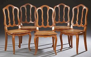 Set of Five French Louis XVI Style Carved Cherry D
