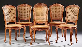 Set of Six French Louis XV Style Carved Cherry Can
