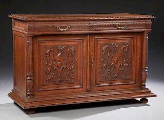 French Henri II Style Carved Oak Sideboard, c. 188