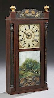 American Pillar and Scroll Shelf Clock, 19th c., t