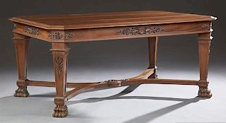 French Renaissance Style Carved Oak Dining Table,
