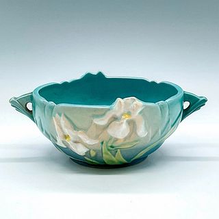 Roseville Style Pottery Decorative Bowl, Iris Blue