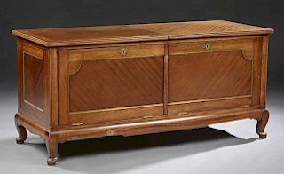 English Carved Mahogany Coffer, 20th c., with two