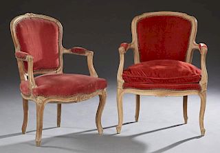 Two French Carved Beech Fauteuils, early 20th c.,