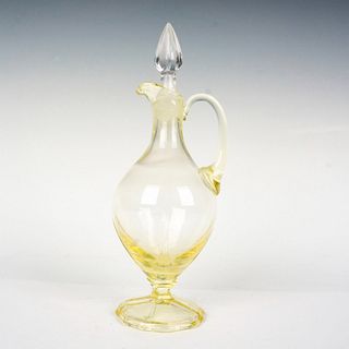 Yellow Glass Decanter With Glass Stopper