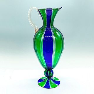 Murano Art Glass Pitcher, Cane, Signed
