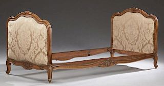 French Louis XV Style Carved Walnut Single Bed, ea