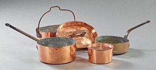 Group of Four Pieces of French Copper Cookware, ea