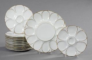 Thirteen Piece Limoges Porcelain Oyster Set, 20th