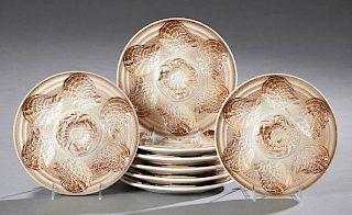Set of Eight French Ceramic Oyster Plates, 20th c.