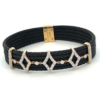 Charriol 18K Gold Diamond Cable Bracelet
