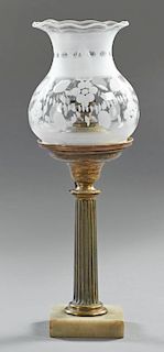 American Brass Solar Lamp, 19th c., the brass font