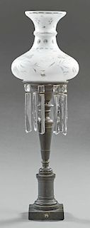 American Patinated Iron Solar Lamp, 19th c., hung