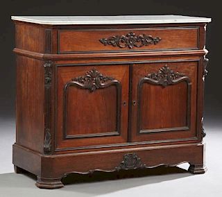 French Rosewood Grained Walnut Marble Top Secretar