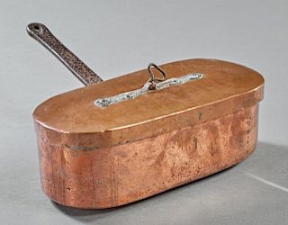 French Copper and Iron Oval Daubiere, with a side