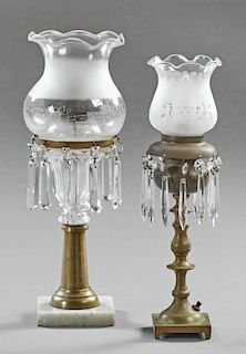 Two Diminutive Solar Lamps, 19th c., hung with pri