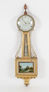 Federal Style Mahogany and Eglomise Banjo Clock