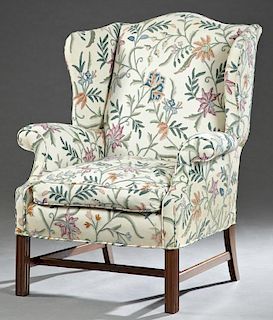 Georgian Style Carved Mahogany Wing Back Chair, 20