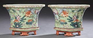 Two Chinese Porcelain Famille Verte Jardinieres on