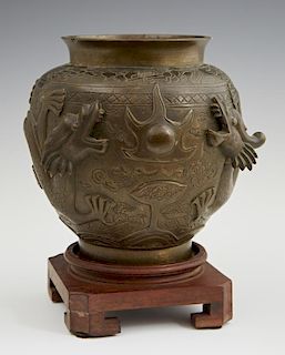 Chinese Patinated Bronze Baluster Urn, early 20th