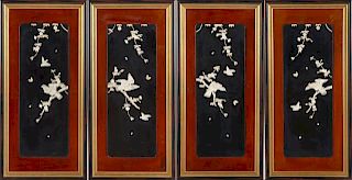 Set of Four Chinese Black and Rouge Lacquer Panels