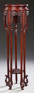 Chinese Carved Rosewood Pedestal, 20th c., the cir