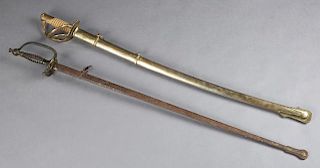 Two Army Sabers, 20th c., one French with a twiste