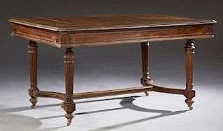Louis XVI Style Carved Mahogany Dining Table, earl