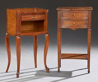 Two French Carved Cherry Nightstands, 20th c., one