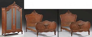 Three Piece French Carved Walnut Louis XV Style Be