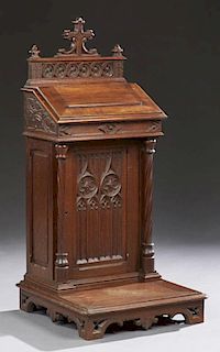 French Gothic Revival Carved Oak Prie Dieu, 19th c