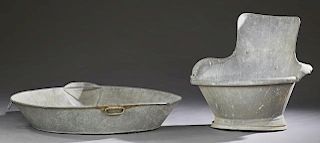 Two French Zinc Bathtubs, 19th c., one round and o